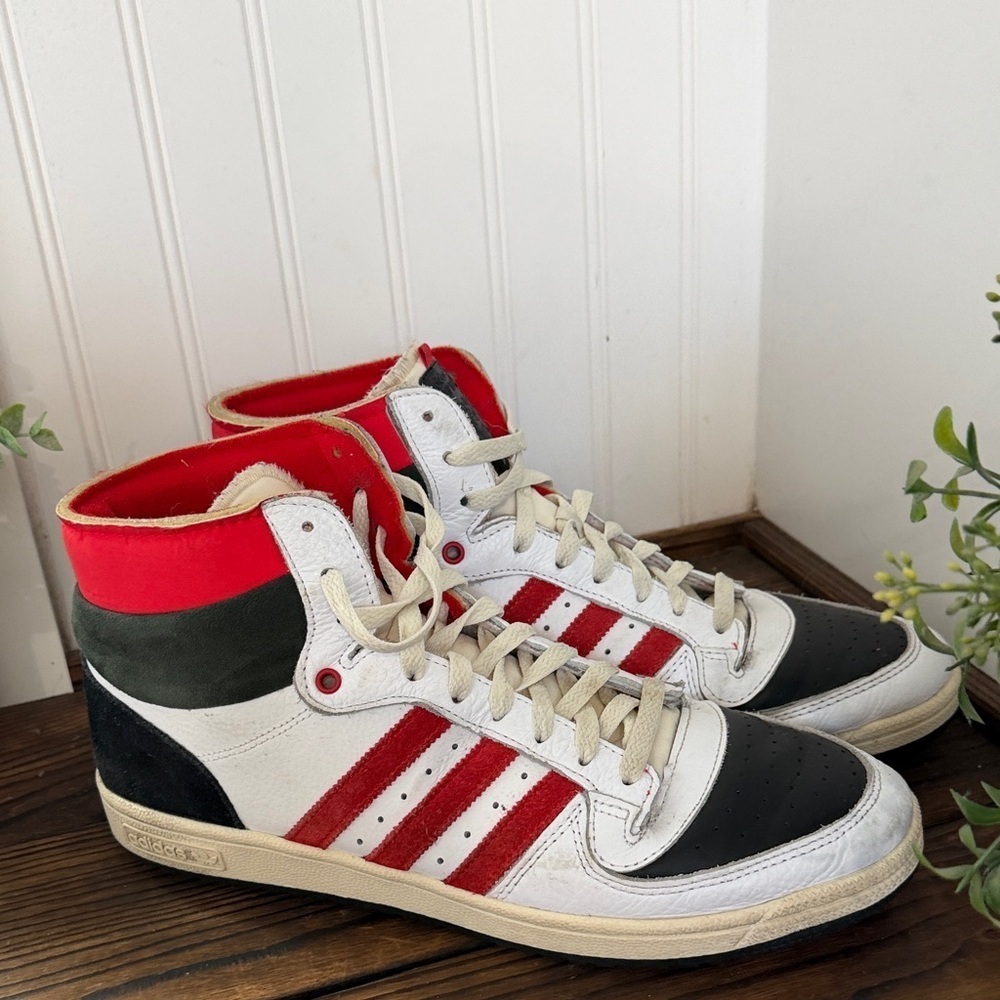 Adidas Men's High-Top Top 10 Sneakers - Red, Black, and White